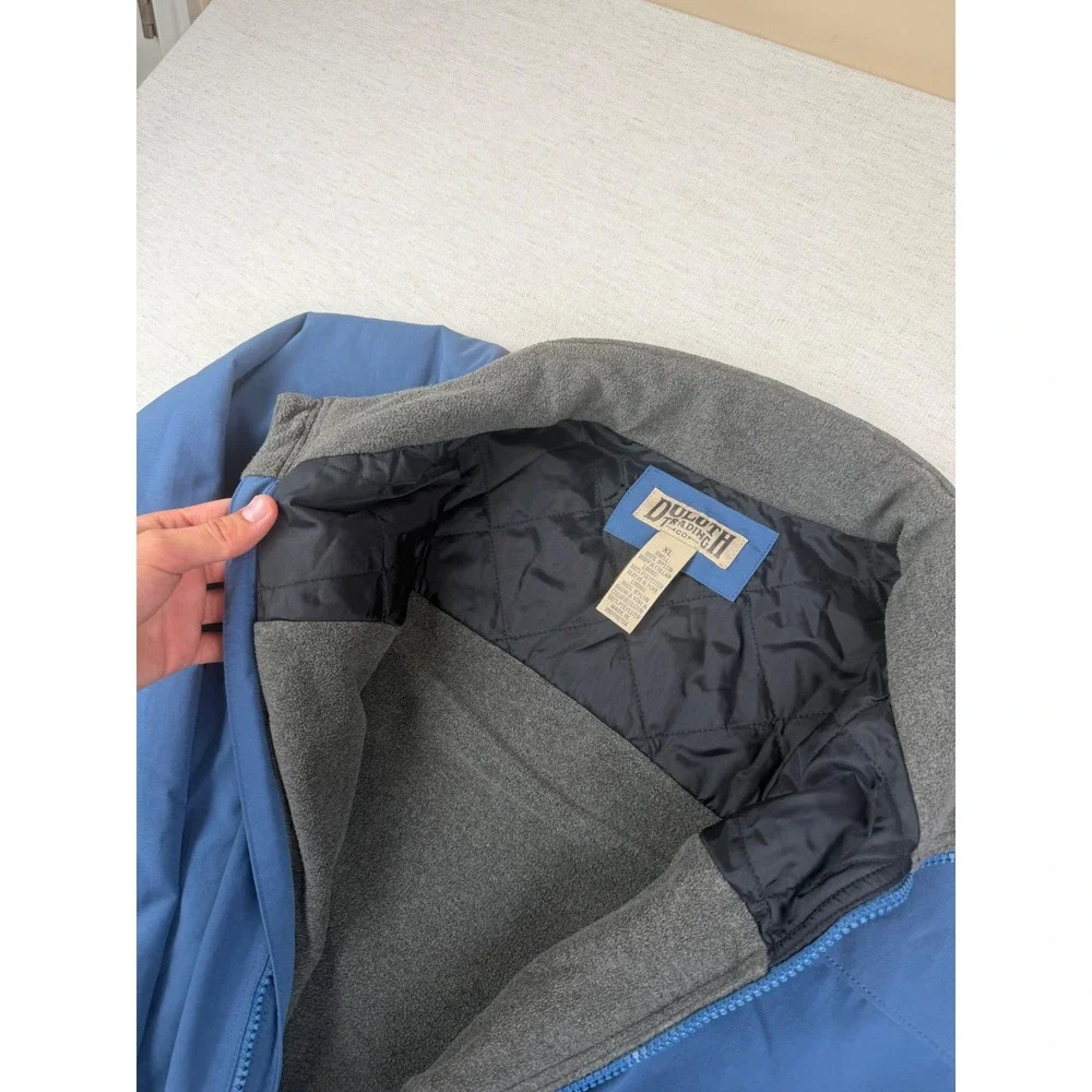 Duluth Trading Co Shoreman Fleece Lined Jacket Mens XL Blue Nylon Workwear Coat